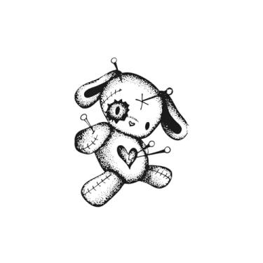 Imagem de Tatuagens legais, Ursinho de pelúcia esfaqueado por uma agulha, Tatuagens de urso, Aparência de tatuagem real, Resistente à água, Dura de 1 a 2 semanas, Resistente,18 x 11 cm