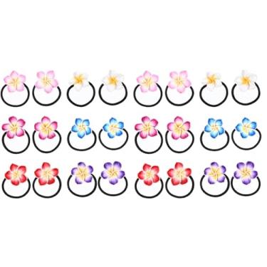 Imagem de Plumeria laços de cabelo flor faixa de cabelo cordas elásticas plumeria suportes de rabo de cavalo faixa de borracha macia para mulheres , 24 peças