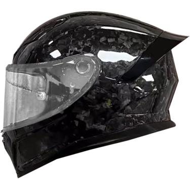 Imagem de Capacete De Motocicleta De Fibra De Carbono, Capacete De Motocicleta Facial Com Asa De Cauda, Capacete De Motocicleta Aprovado Pelo Dot/Ece Capacete De Bicicleta De Rua Para Hom, W, L(57-58CM)