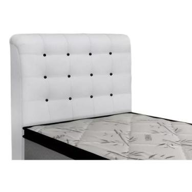 Imagem de Painel de Cama Box Estofada Solteiro Dama Plus Courano Branco/Preto - 