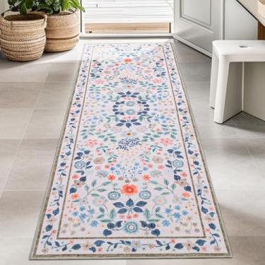 Imagem de YIHOUSE Tapete de corredor de cozinha lavável floral rosa 5 x 15 cm, antiderrapante, boêmio, macio, tapete para quarto de bebê, quarto de crianças, sala de jogos, quarto de meninas, rosa, 6 x 15 cm