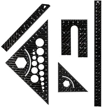 Imagem de Conjunto de 5 peças de geometria de fibra de carbono C13 - Ferramentas de desenho de arquitetura - Ferramentas de engenharia para engenheiro - Conjunto de régua de desenho de triângulo quadrado de desenho profissional