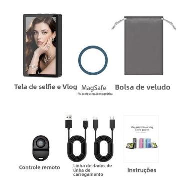 Imagem de Monitor Magnético De Selfie Vlog Para Iphone Android Câmera Traseira T