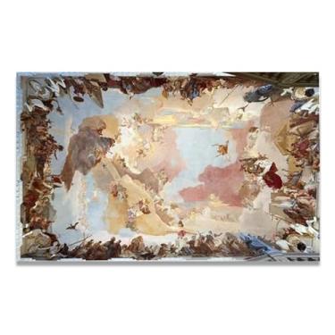Imagem de Afrescos de teto Giovanni Battista Tiepolo Impressão em tela – Obra-prima rococó barroca, pintura escolar de Veneza, pintura a óleo decorativa para galeria doméstica 60 x 96 cm