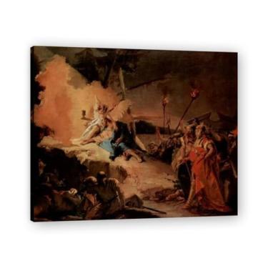 Imagem de Angel holding the cup of suffering Giovanni Battista Tiepolo Impressão em tela – Obra-prima rococó barroca, pintura escolar de Veneza, pintura a óleo decorativa para galeria doméstica 50 x 60 cm