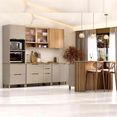 Imagem de Armário Cozinha Completa 270cm Lumina Bancada Ilha 100% MDF - Casa Lar