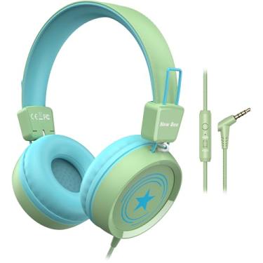 Imagem de New bee Fones de ouvido infantis para escola com microfone KH20 HD estéreo seguro volume limitado 85dB/94dB fone de ouvido supra-auricular dobrável leve para meninos Mac/Android/Kindle/Tablet/Pad