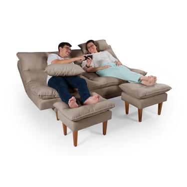 Imagem de Sofá Cama Andorra com 2 Banquetas 3 em 1 Reclinável Multifuncional Suede (CHOCOLATE)