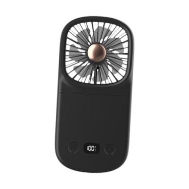 Imagem de Bothyi Mini fã suspenso portátil portátil pequeno ventilador de mão com lanfilizador de telefone silencioso ajustável para escritório de carro externo, Preto