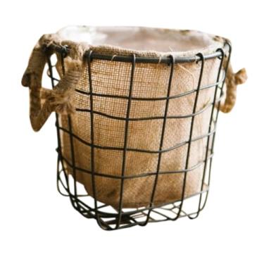 Imagem de Bothyi Cesta de ferro trançado para flores, vaso de plantas, decoração, economizador de espaço, suporte vintage para flores de, para escritório, S