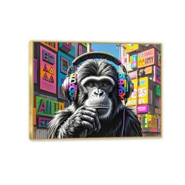 Imagem de Macaco gorila animal pintura inspiradora imagens pôsteres arte abstrata cidade macaco chimpposter banksy arte de parede para sala de estar escritório decoração de parede 50 x 40 cm (20 x 16 polegadas