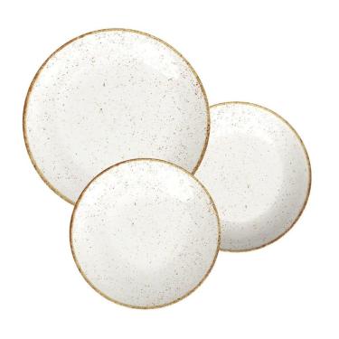 Imagem de Jogo De Pratos Tramontina Rústico Marrom Em Porcelana Decorada 18 Peças Tramontina