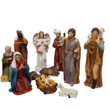 Imagem de Presépio 30cm Multi Cores Em Resina 11 Pçs 30cm