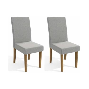 Imagem de Cadeira Sala De Jantar 2cad131 Kit 2 Un Freijó - Assento-encosto Linho Caqui A040 - Kappesberg