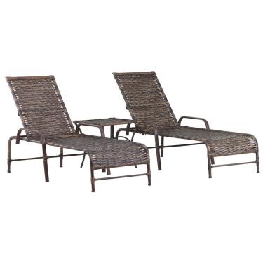 Imagem de Kit 2 Espreguiçadeiras Catar E Mesa Com Pintura Eletrostática Piscina Jardim Alumínio Preto