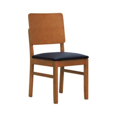 Imagem de Cadeira Quéops Madeira Maciça Encosto Anatômico Assento Estofado - Amê