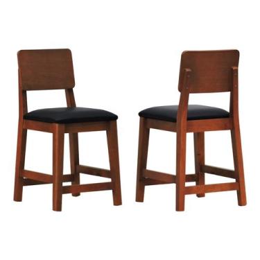 Imagem de Kit 2 Banqueta Baixa/Cadeiras Lyon Madeira Encosto Anatômico Assento E