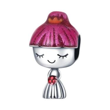 Imagem de Contas De Vidro Murano Rosa Pingente De Prata Para Pulseira Colar Joia