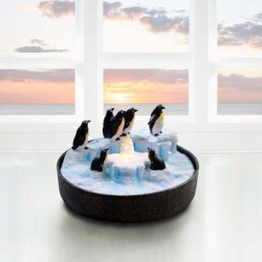 Imagem de Tolevoit Fonte De Mesa Para Base Redonda Com Estátua Pinguim, Cachoeira Meditação Zen, Pequena Interna Água Crianças, Luzes Led, Escritório, Casa, Relaxamento,