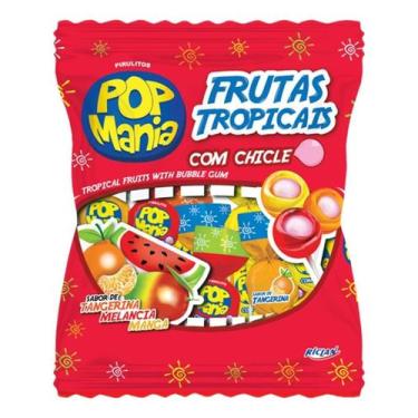 Imagem de Pirulito Pop Mania Com Recheio Chiclete 500g Sabor Frutas - Riclan