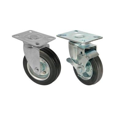 Imagem de Kit 2 un roda rodízio giratório freio borracha maciça 4 pol - AJAX