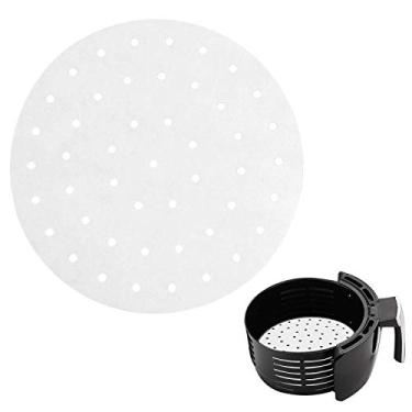 Imagem de Forro de papel perfurado perfurado perfurado de bambu redondo, diâmetro de 22,86 cm, adequado para fritadeira de ar, cozinhar, cesta de vapor, vegetais, dim sum, arroz