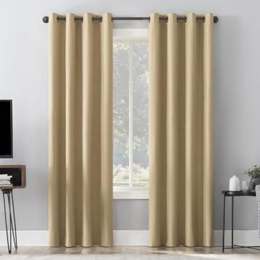 Imagem de Sun Zero Channing Grid Painel de cortina blackout total isolado, 127 cm x 243 cm, ouro macio