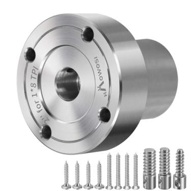 Imagem de HAowosi Placa frontal de torno de madeira de aço de 5 cm, placa frontal para torno de madeira, placa de face de torno adequada para eixo de 1" x 8TPI com chave de fenda