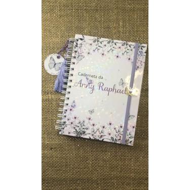 Imagem de Caderneta de Saúde Infantil Personalizada, Tema Borboletas (m2), Capa Holográfica, A5, com Chaveiro e Pingente