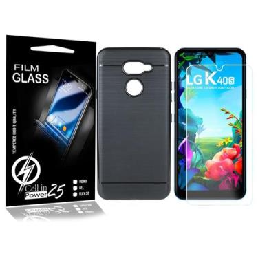 Imagem de Pelicula Vidro + Capa Emborrachada LG K40S LMX430bMW 6.1 - Cell In Pow