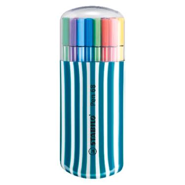 Imagem de STABILO Conjunto de 68 canetas de ponta de fibra turquesa - cores sortidas, pacote com 20