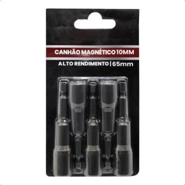 Imagem de Kit Soquete Canhão Magnético 1/4 5 Peças Sextavado 10mm - Ferramentas 