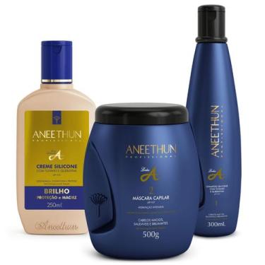 Imagem de Kit Linha A Silicone E Tutano Shampoo Mascara Creme Aneethun