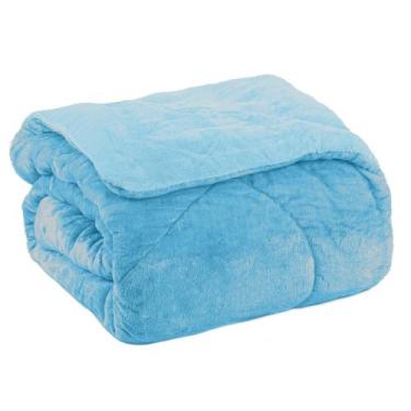 Imagem de Edredom king plush bicolor - azul 164520 / 144514 - First Class, King,