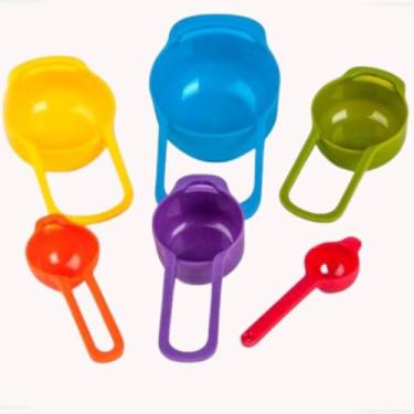 Imagem de Conjunto Medidores de Cozinha 6 Peças Cook Easy Kit Colheres Coloridas Jogo de Colheres Kit de Medição Culinária Copo Dosador Colher Xicaras Culinária - Luiggi Presentes®