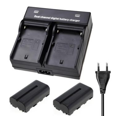 Imagem de Kit 2x Baterias e Carregador Duplo NP-F550 Monitores e Leds - WorldVie