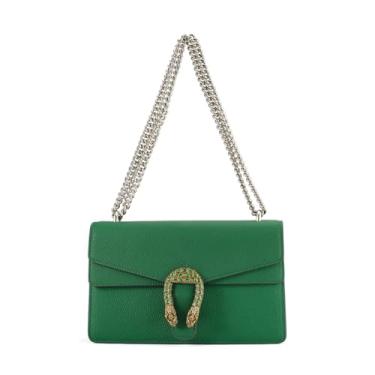 Imagem de Bolsa de ombro feminina, bolsa de mão de couro genuíno, bolsa tiracolo bonita e estilosa mini bolsa clutch para trabalho e passeios de compras, Verde, One Size