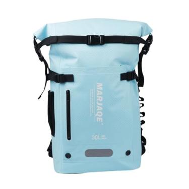 Imagem de oshhni Mochila de mergulho 30L à prova d'água para mergulho com snorkel e rafting, versátil, dobrável, com vários bolsos, suporte para nadadeiras, Azul