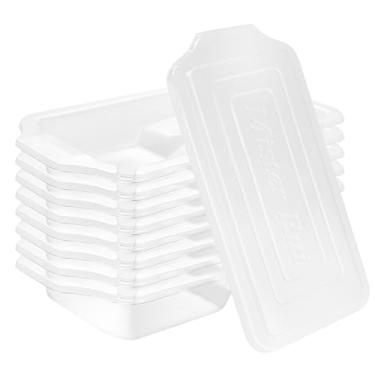 Imagem de Mister Rui Forros de bandeja de pintura de 10 cm, pacote com 8 com tampa - Refil de bandeja de rolo de plástico reutilizável à prova de solventes para pintura sem vazamento, serve para bandejas