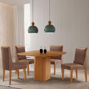 Imagem de Mesa de Jantar Eloise 90cm Tampo MDF Laminado com 4 Cadeiras Lisboa Moderna Mobilia