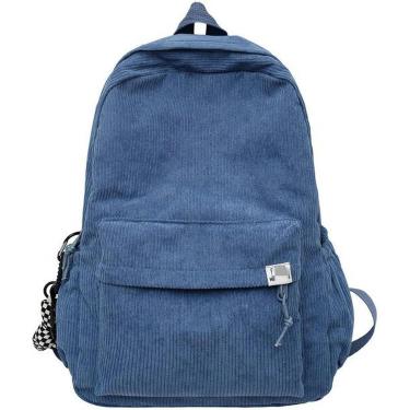Imagem de Mochila Mochilas De Veludo Cotelê Mochilas Escolares De Algodão Sólido Para Meninas Teege Ideais Para Lazer Simples Ou Viagens Inverno Mochilas Macias, Blue, A