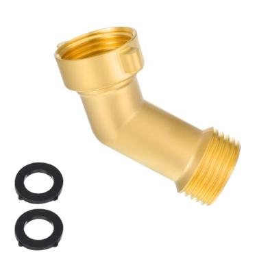 Imagem de Conector de cotovelo de mangueira de jardim de 45 graus, adaptador de mangueira de água RV de latão sólido de 3/4 polegadas, fluxo de grande diâmetro, elimina estresse e tensão em conexões de