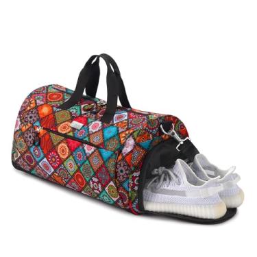 Imagem de TOPDesign Bolsa de ginástica para mulheres e homens, bolsa esportiva unissex com compartimento para sapatos e bolso molhado para viagens, esportes, academia, Ioga, Medium, Academia