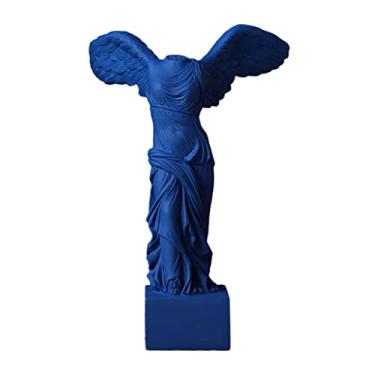 Imagem de Ｂｅｓｇａ Estátua Da Deusa Grega Alada de Samotrácia, Artefato Branco, Ornamento para Mesa, Azul, 16,5x24,5cm