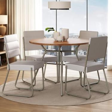 Imagem de Conjunto Sala de Jantar 4 Cadeiras San Francisco Carraro (Prata)