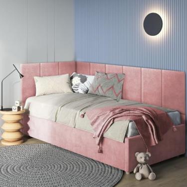 Imagem de Kit Cabeceira de Cama Modulada Decorativa Estofada 40x30 Solteiro Casal King Queen (ROSA, Solteiro em L)