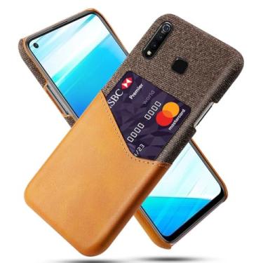 Imagem de Capa para VIVO Z5x Z1 Pro,Anti-deslizamento,Proteção contra quedas de 360°,Resistência à impressão digital,Tela e caso de couro PU com 1 slot de cartão atrás-Brown