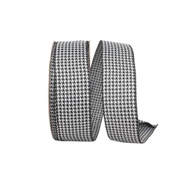 Imagem de Reliant Ribbon Fita de borda com fio Jacquard Houndstooth, preto/branco