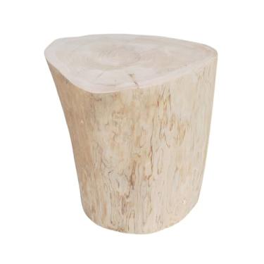 Imagem de 1 peça de toco de madeira sintética ao ar livre, suporte de planta de banco bege, mesa de canto de madeira sintética para jardim, sala de estar doméstica (tamanho: 46 cm P x 50 cm L x 50 cm A (46 cm P