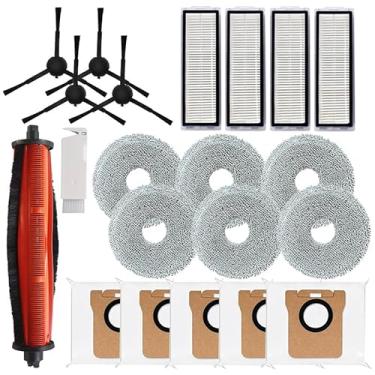 Imagem de Kit de acessórios de substituição compatível com aspirador de pó robô Xiaomi X20 Max, X20 Pro, inclui 1 escova principal antiembaraço + 4 escovas laterais + 4 filtros HEPA + 6 esfregões + 5 sacos de